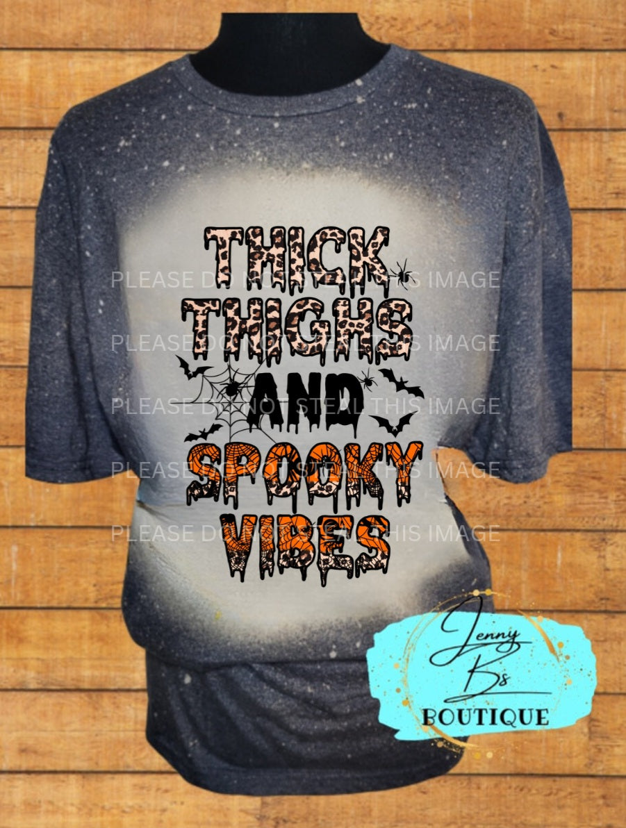 Bleached Thick Thighs Spooky Vibes T-Shirt