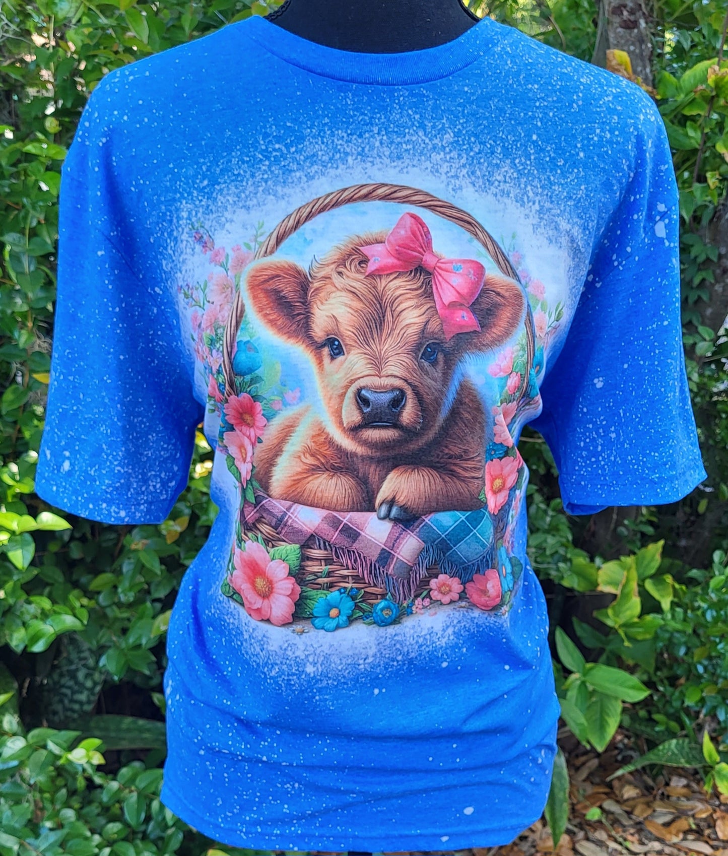 Baby Cow In Basket Floral Tee