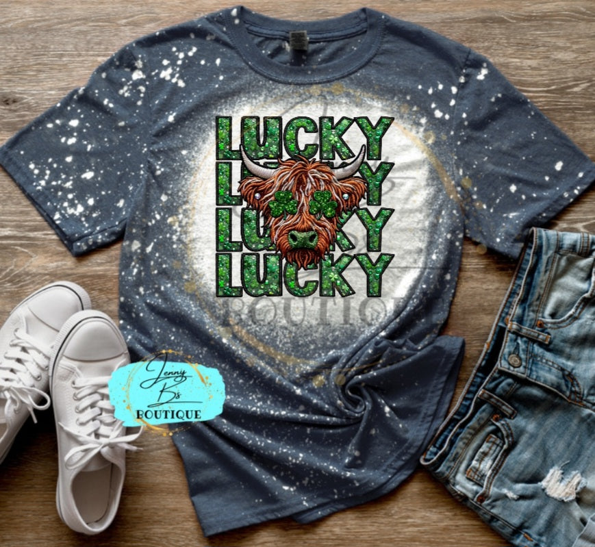 Lucky Highland Cow Tee